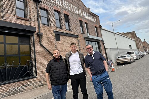 Cllr Carl Cashman outside Blackstock Market